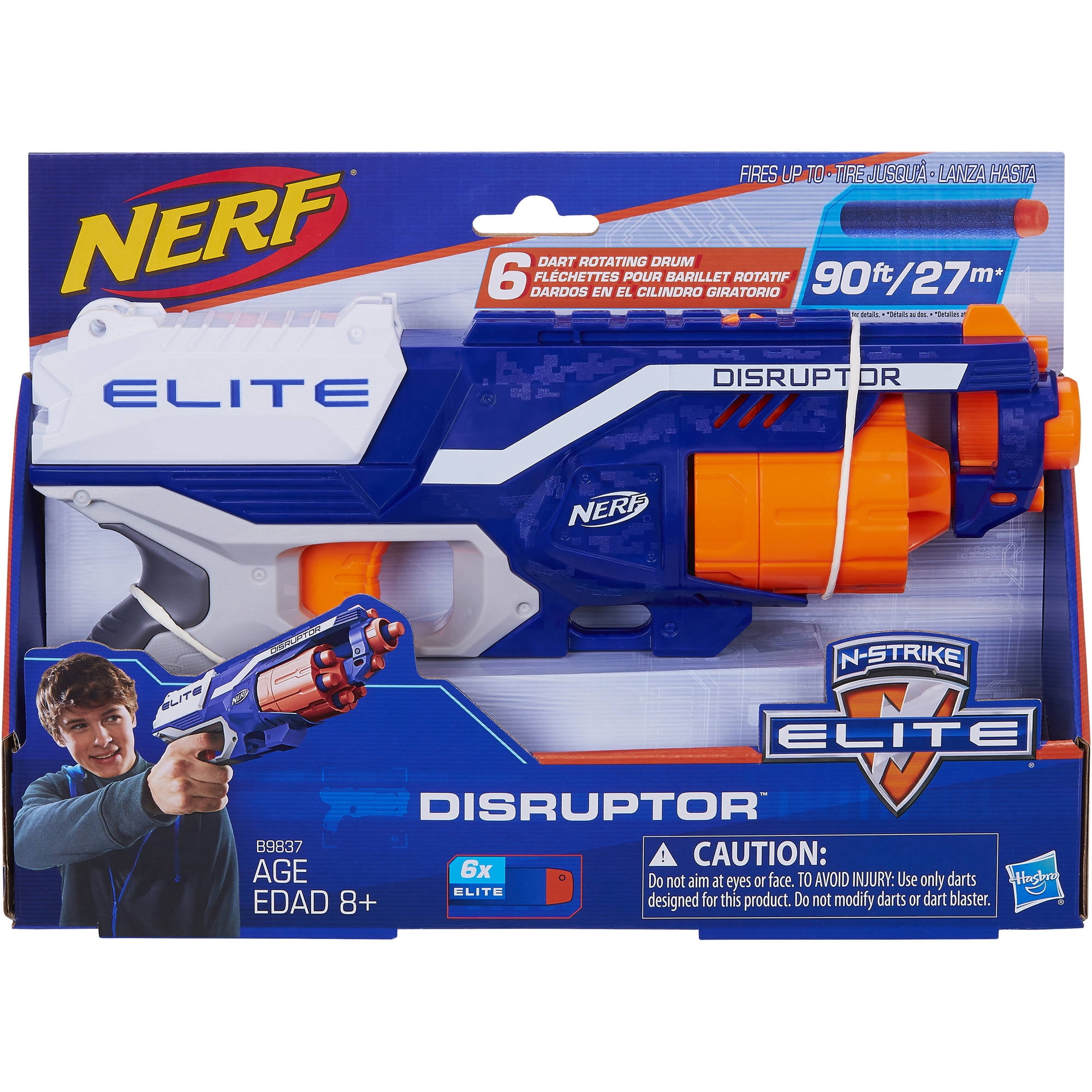 Nerf N-Strike Elite Disruptor Blaster 90ft 6-Dart Rotating Drum Hasbro Toy B9837