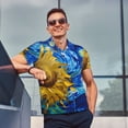 thumbnail image 5 of Daiia Whimsical Sunflowers Night Sky Pattern Men’s Polo Shirts,Solid Deck Shirt,Classic Fit, Breathable Cotton Polo for Casual and Sport Wear-XX-Large, 5 of 7