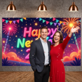 thumbnail image 6 of Colorful Happy New Year Banner Neon  New Year 2026 Display Firework Design Star Pattern NYE Backdrop for New Year Party NYE Celebration Holiday Gathering, 6 of 8