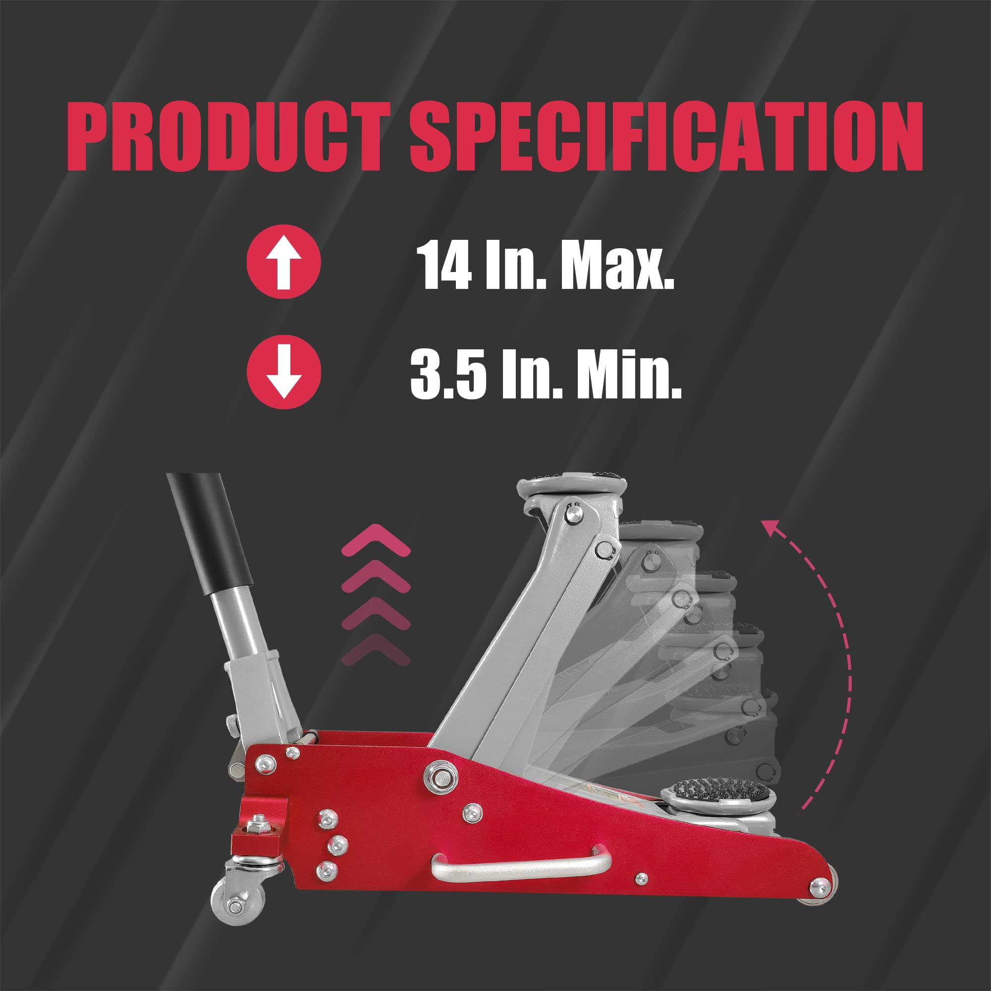 BIG RED 1.5 Ton  Racing Floor Jack Hydraulic Low Profile Aluminum and Steel DWT815016LR