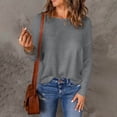 thumbnail image 2 of AherBiu Hauts à Manches Longues pour Femmes Chandail d'Hiver Tricoté Col Rond Chandails Blouse Couleur Unie, 2 of 7