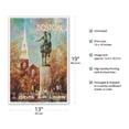 thumbnail image 2 of Boston Massachusetts - Paul Revere Monument - Delta Air Lines - Vintage Airline Travel Poster by Jack Laycox c.1970s - Master Art Print (Unframed) 13in x 19in, 2 of 4