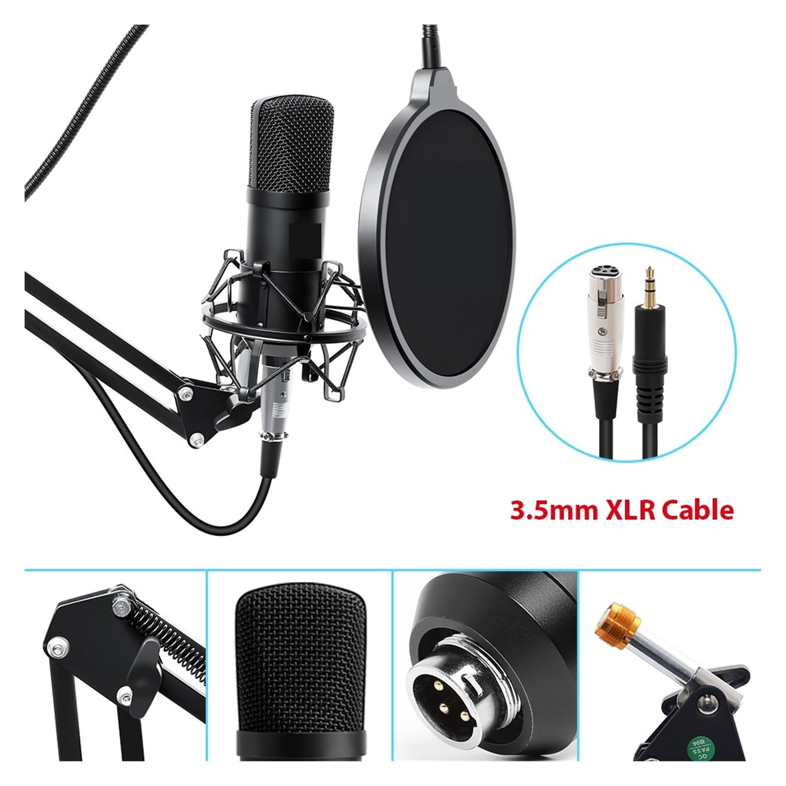 Microphone Condenser Professional Recording Studio Interface,Sound Card Podcasting Microfone