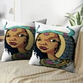 thumbnail image 3 of LALILO Throw Pillow Covers Beautiful Ancient Egyptian Girl African Cushion Cover 18" x 18", 2 Pack, 3 of 6