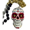 White Sugar Skull Day of the Dead Mardi Gras Beads Party Favor Necklace