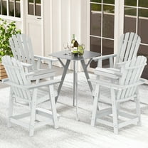 Gymax 4PCS Tall Bar Stool HDPE Chair w/ Armrest Footrest Home Indoor Outdoor Patio White