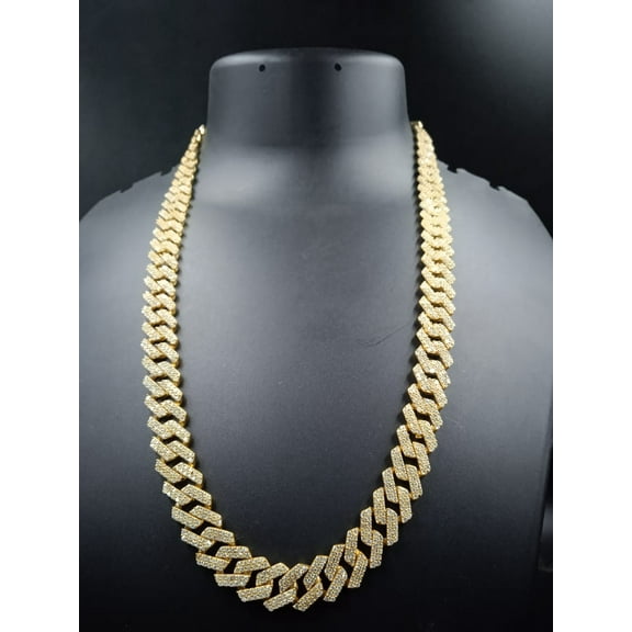 JALASH ONLINE 25CT Lab Created Diamond Men's Iced Out 10mm Cuban Link 20" Necklace 14K Yellow Gold Over