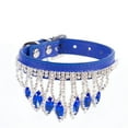 thumbnail image 1 of Collier pour Chat en Cuir avec Pompons, Collier pour Chien Réglable Rétro Gemme Colliers pour Petits Animaux Accessoires pour Chien Chaton Chiot, Bleu, 25cm, 1 of 8