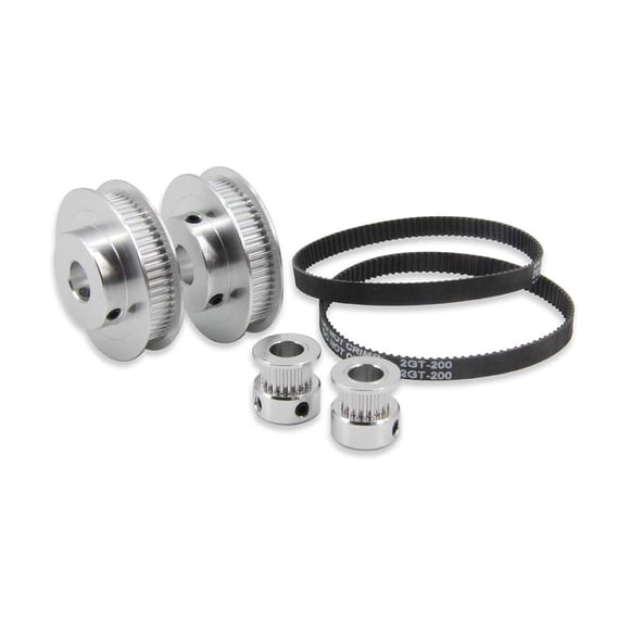 Zeberoxyz Juego de 2 poleas de sincronización de aluminio GT2 de 20 y 60 dientes de 10 mm de diámetro con 2 piezas de longitud de 200 mm de ancho y correa de 6 mm (20-60T-10B-6)