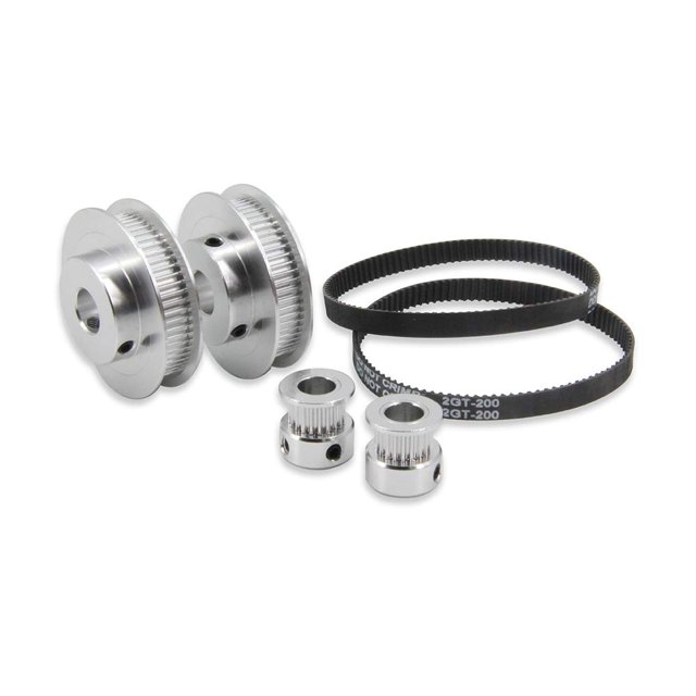 Zeberoxyz Juego de 2 poleas de sincronización de aluminio GT2 de 20 y 60 dientes de 10 mm de diámetro con 2 piezas de longitud de 200 mm de ancho y correa de 6 mm (20-60T-10B-6)