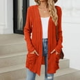 thumbnail image 2 of UJNDER 2025 Autumn Mid Long Cardigan for Women Casual Long Sleeve Knitted Sweater with Pocket Orange L, 2 of 9