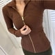 thumbnail image 3 of Chaqueta de cuello de traje de yoga, ajustada, ajustada, para deportes, ocio, fitness, chaqueta de protección solar para exteriores para mujer, 3 of 5