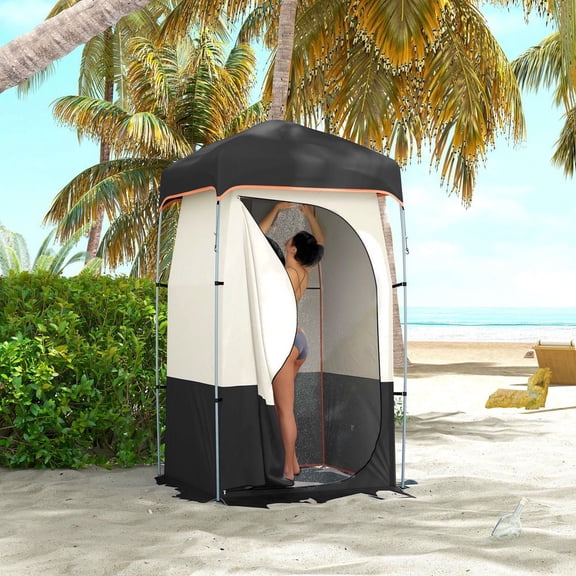 GVN Camping Tent with Solar Shower Bag, Removable Floor and Carrying Bag, Tent for Camping, Hiking, Black