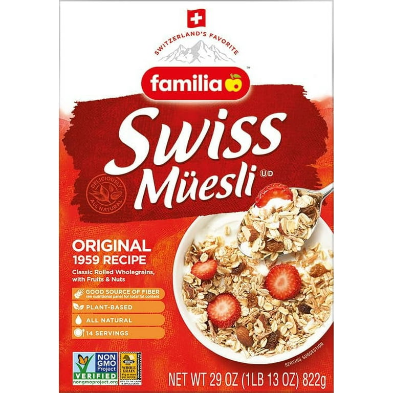 (3 pack) Familia Swiss Muesli Cereal, Original Recipe with Fruit and Nuts -  Enjoy Hot, Cold or as Overnight Oats, 29 oz (Pack of 1)