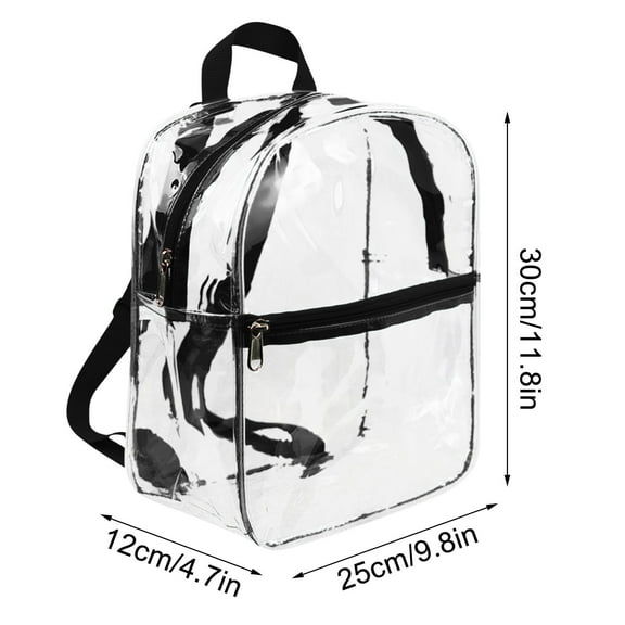 Carry on Travel Backpack Transparent Mini Pvc 30x25x12cm for Students, Backpack Travel Bag Adjustable Shoulder Strap