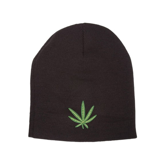 Patch Short Cuffless Beanie - Green Leaf