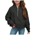 thumbnail image 3 of Y2K Tops Teens Long Sleeve Girls Half Zip up Sweatshirt Trendy Winter Cropped Long Sleeve Shirt Pullover Youth Preppy Tween Girl Cute Clothes, 3 of 7