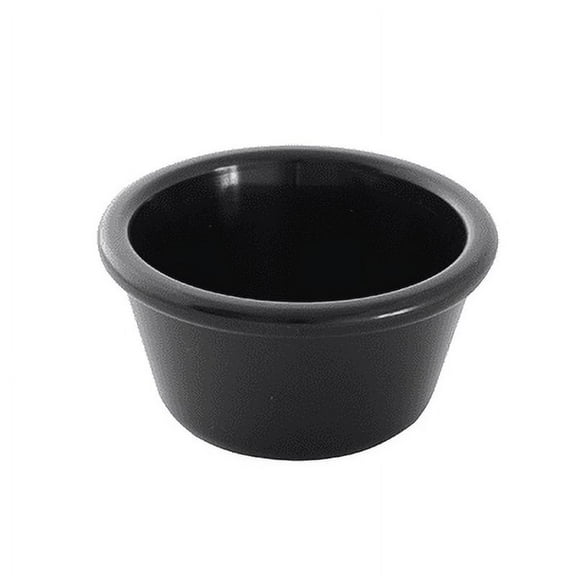 Excellante 4 oz., 3-3/8" Smooth Ramekin, Black, Plastic, Comes in Dozen