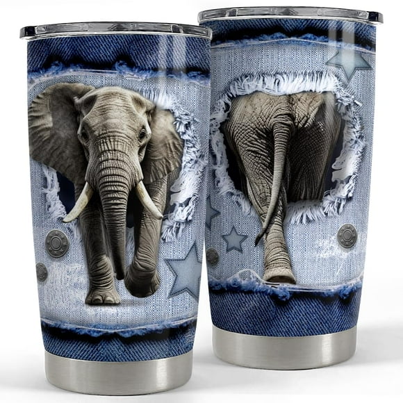 SANDJEST Vaso Térmico de Acero Inoxidable de 20oz con Diseño de Elefante