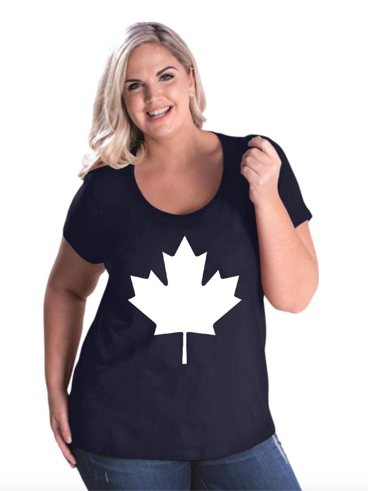 IWPF - Womens and Womens Plus Size Canada Leaf Curvy T-Shirt, up to ...