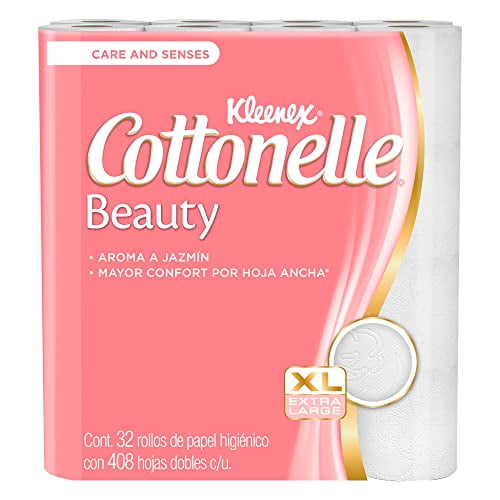 Kleenex Cottonelle Beauty, Papel higiénico, Aroma a Jazmín, Paquete de 32 rollos con 408 Hojas Dobles. Kleenex Cottonelle NA