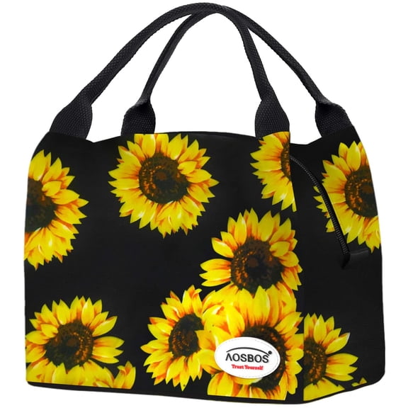 Aosbos Insulated Lunch Bags for Women Reusable Lunch Box Small Cooler Bag Cute Lunch Tote Sunflower
