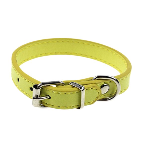UDIYO Faux Leather Pure Color Cute Dog Pet Cat Puppy Collar Neck Adjustable Buckle