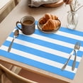 thumbnail image 3 of Blue Striped Placemats Set of 6 Modern Simple Monochrome Geometric White Place Mats Indoor Wipeable Table Mats Washable Cloth Dining Table Placemats for Kitchen Holiday Party Home Decor 13x19 Inch, 3 of 9