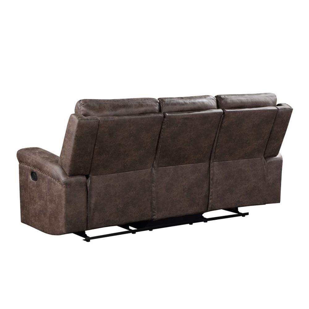 New Classic Furniture Quade Polyester Fabric Sofa with Dual Recliner in Mocha