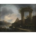 thumbnail image 2 of Willem Schellinks 24x20 Gold Ornate Framed and Double Matted Museum Art Print Titled - Italian Landscape with Classical Ruins (1641 - 1678), 2 of 4