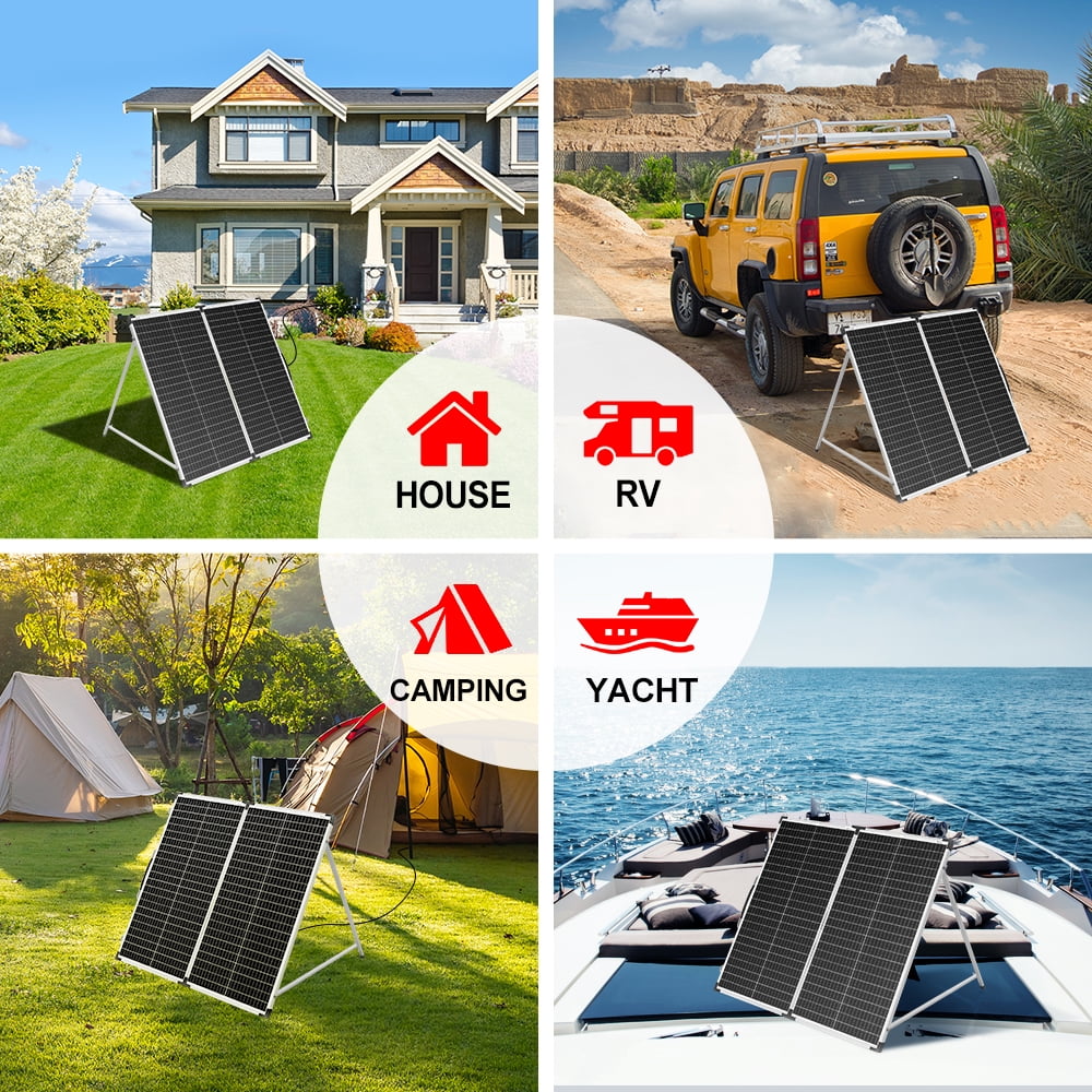 DOKIO Portable Foldable 150W 18v Solar Suitcase Monocrystalline, Folding Solar Panel Kit with Controller to Charge 12 Volts Batteries (AGM Lead/Acid Types Vented Gel) RV Camping Boat
