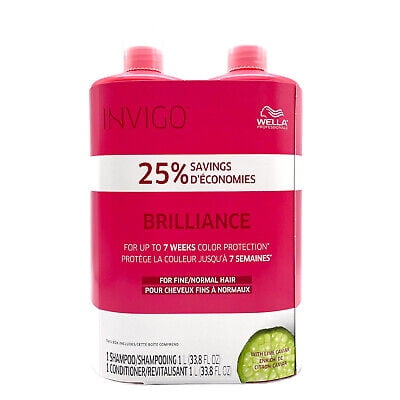 Wella Invigo Brilliance Shampoo and Conditioner for FIne to Normal Hair - 1L/ 33.8Fl Oz