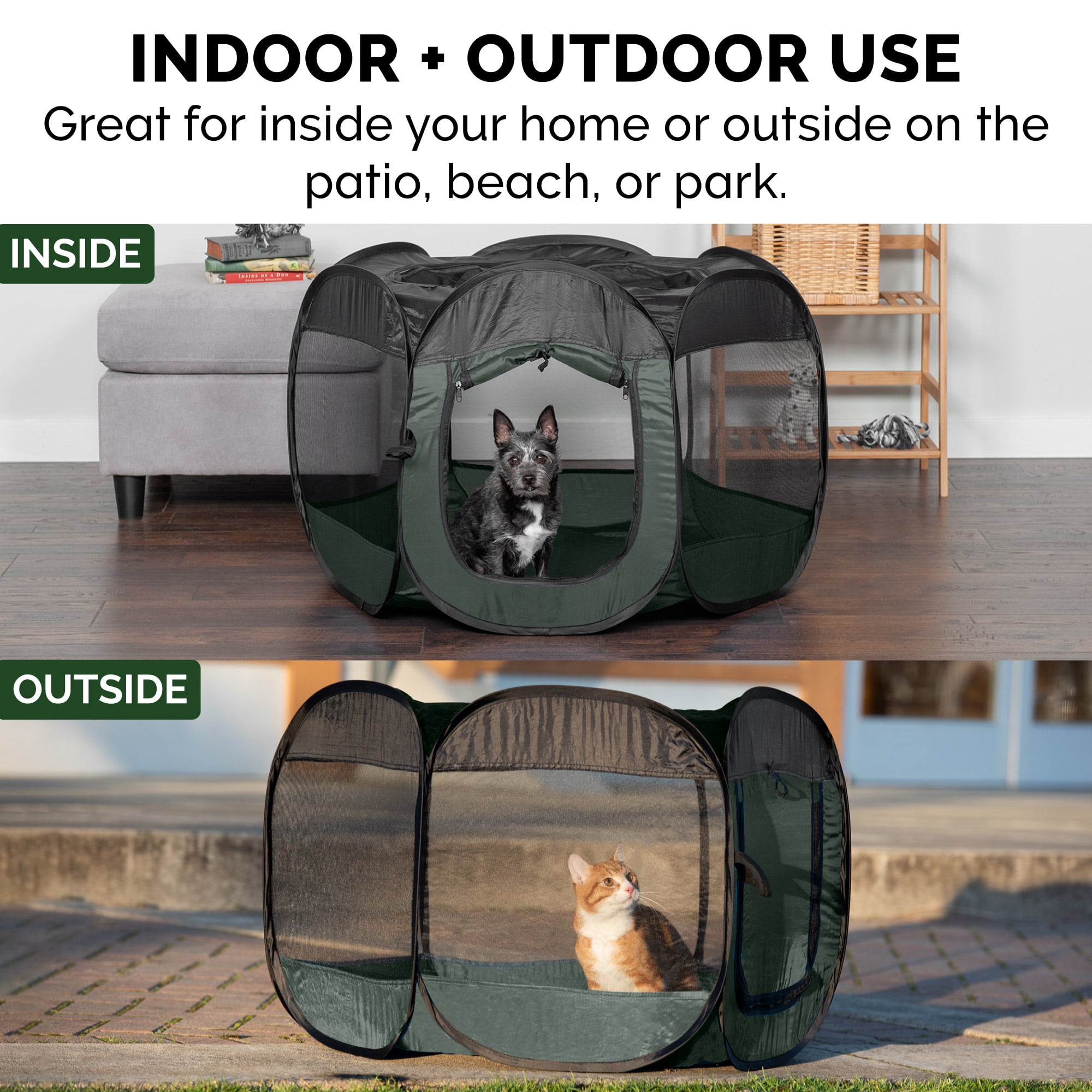 FurHaven Pet Products Mesh Open-Air Pet Playpen - Hunter Green, Medium