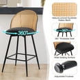 thumbnail image 5 of ANMINY Rattan Swivel Bar Stools, 26" Counter Height Set of 3, Upholstered Chairs Barstools with Full Back and Metal Legs Modern PU Fabric Seat for Kitchen Island, 5 of 10