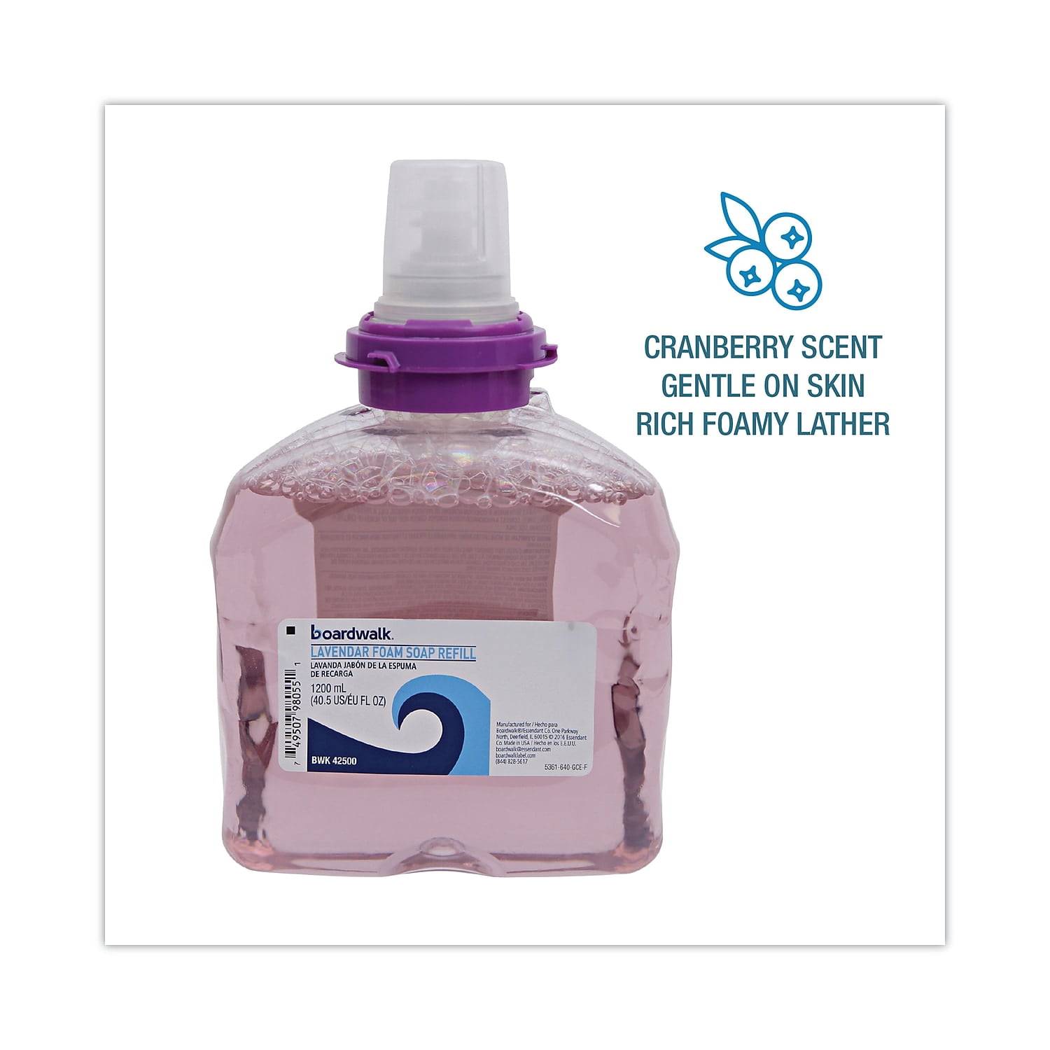Boardwalk Lavender Foam Soap Cranberry Scent 1 200 mL Refill 2/Carton (BWK42500)