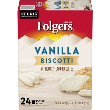 (2 pack) (2 Pack) Folgers Vanilla Biscotti K-Cup Coffee Pods, 24 Count For Keurig and K-Cup Compatible Brewers (48 Total Coffee Pods)
