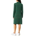thumbnail image 3 of INSPIRE CHIC Women's Vintage Plaid Dresses Collar V Neck Long Sleeve Check Casual Knee Length Shirt Dress S Dark Green, 3 of 6