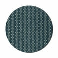 thumbnail image 1 of Ethnic Mouse Pad for Computers, Abstract Geometric Shapes of Bohemian Tribal Funky Effects Hippie Art Deco, Round Non-Slip Thick Rubber Modern Mousepad, 8" Round, Dark Petrol Blue, by Ambesonne, 1 of 2