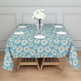thumbnail image 3 of Blue Daisy Flower Pattern Square Tablecloth,Waterproof Square Table Cover,Wipeable Spillproof Washable Table Cover for Home Kitchen Party Decor 52"x52"(132x132cm), 3 of 6