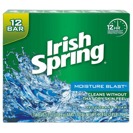(2 pack) Irish Spring Moisture Blast, Moisturizing Bar Soap, 3.7 Ounce, 12 Bar (Best Moisturizing Soap Recipe)
