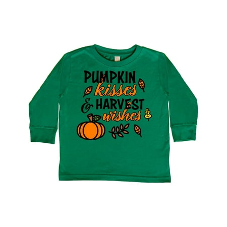 

Inktastic Pumpkin Kisses & Harvest Wishes with Pumpkin and Fall Leaves Gift Toddler Boy or Toddler Girl Long Sleeve T-Shirt