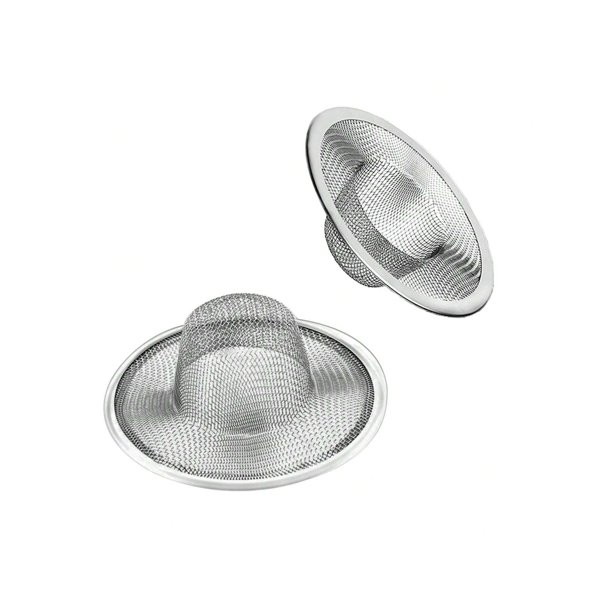 2pcs Heavy Duty Stainless Steel Slop Basket Filter Trap, 2.75" Top / 1" Mesh Metal Sink Strainer,Perfect For Kitchen Sink/Bathroom Bathtub Wash Basin