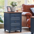 thumbnail image 5 of Farmhouse Bedroom Set of 4 - 54" Tall Chest of Drawers, 6 Drawer Vertical Dresser & 2 Nightstands with 3 Drawers, Wood Furniture Dresser Set, Navy, 5 of 9