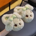 thumbnail image 2 of CUZIBR Girls Slippers Boys Cute Rabbit Animal Fuzzy House Slippers Close Toe Warm Winter Warm Indoor Footwear,Green,18-24 Months, 2 of 3