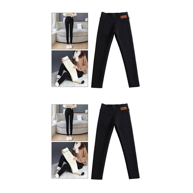 Wosthever Elegantes polainas informales con forro polar Calidez invernal garantizada Negro XXL 2piezas