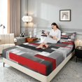 thumbnail image 3 of Manfei Abstract Ombre Rectangle Queen Sheets, Red Black White Queen Sheet Sets, Black Reversible 4pcs1 Flat Sheet + 1 Fitted Sheet + 2 Pillowcases, 3 of 6
