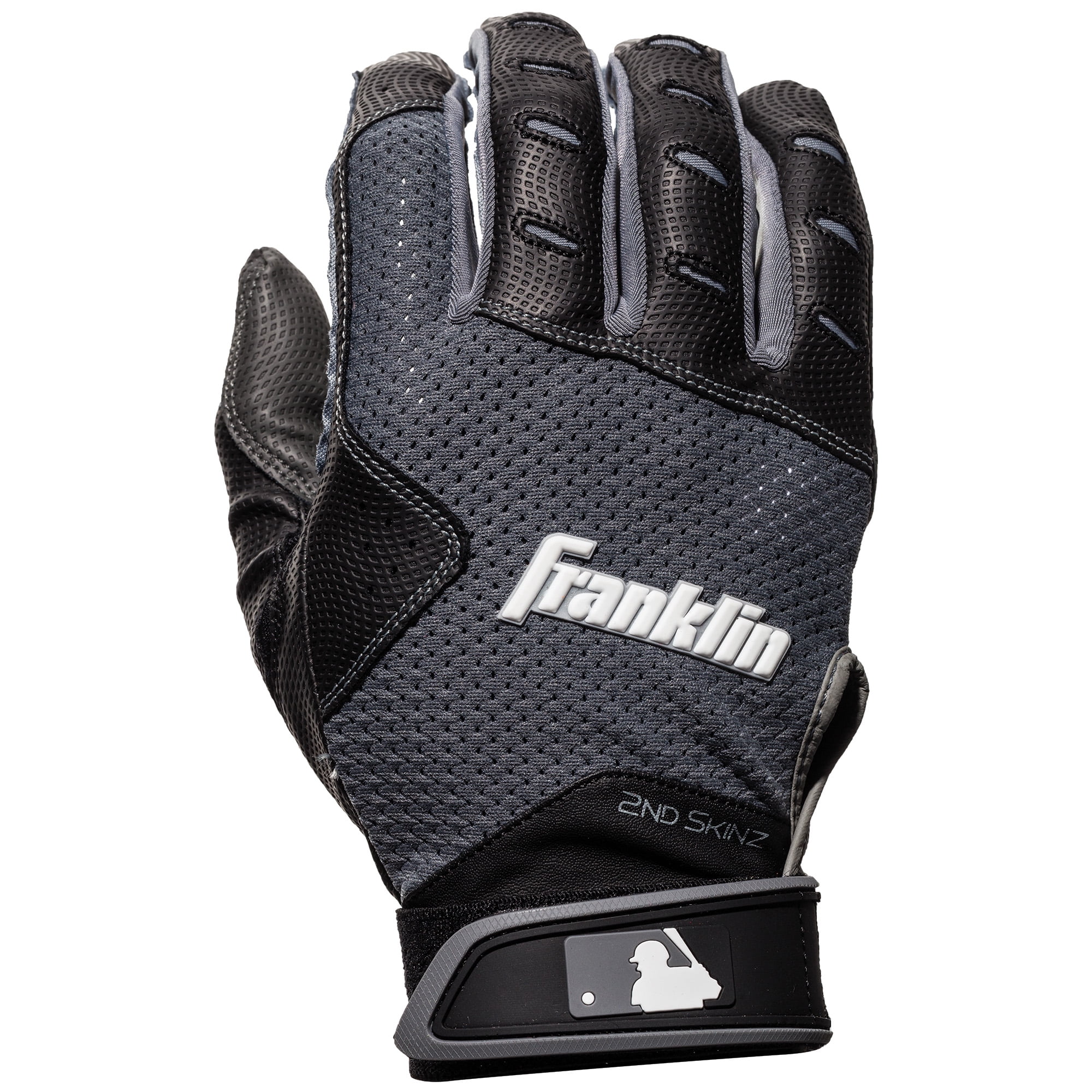 Franklin Sports 2nd Skinz XT Adult Batting Gloves, Small - Black/Gray