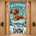 thumbnail image 5 of Cartoon Dachshund Happy Dachshund Winter Themed Pet Snowy Landscape Polyester Banner for Holiday Decor Christmas Party Winter Event, 5 of 9