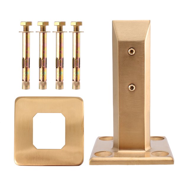 Abrazadera de vidrio de acero inoxidable Soporte de vidrio sin perforaciones Soporte de vidrio duradero Herramienta de fijación de vidrio para uso diario con tapa y tornillo (dorado)