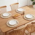 thumbnail image 3 of Farmhouse Placemats Set of 4 Round Placemats for Dining Table Decor Indoor Outdoor Washable Kitchen Table Mat Wipe Clean Light Brown 15x15inch, 3 of 5